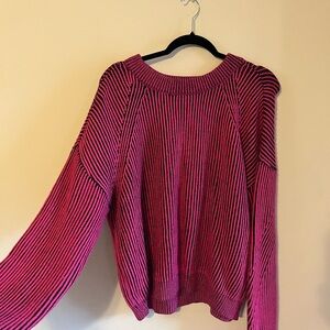 No Boundaries Pink and Black Striped Knit Top